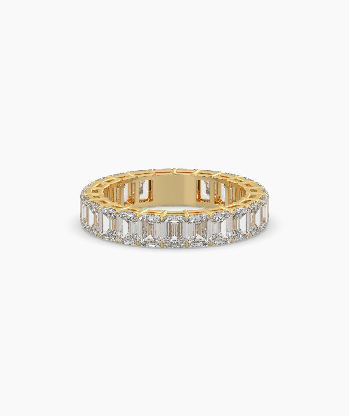 Joline emerald-cut lab-grown diamond eternity ring in 585 yellow gold, front view 