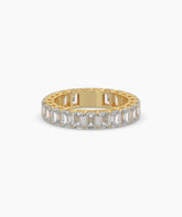 Joline emerald-cut lab-grown diamond eternity ring in 585 yellow gold, front view 