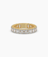 Joline emerald-cut lab-grown diamond eternity ring in 750 yellow gold, front view 