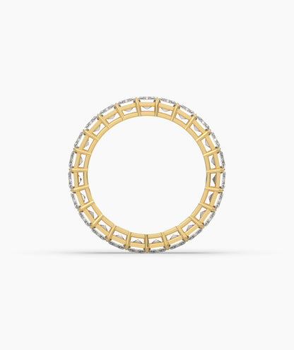 Joline emerald-cut lab-grown diamond eternity ring in 585 yellow gold, top view 