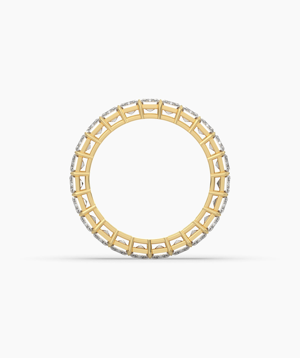 Joline emerald-cut lab-grown diamond eternity ring in 750 yellow gold, top view 