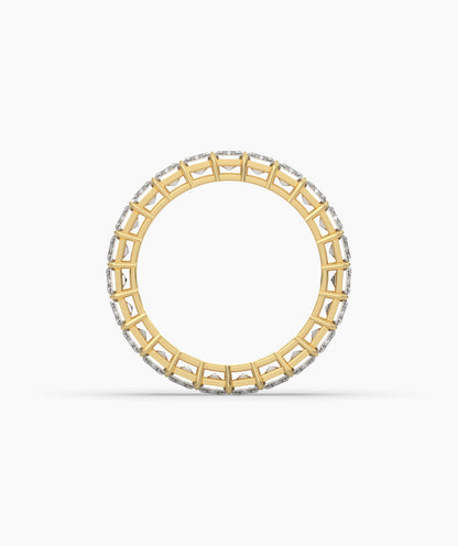 Joline emerald-cut lab-grown diamond eternity ring in 750 yellow gold, top view 