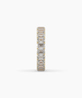 Joline emerald-cut lab-grown diamond eternity ring in 585 yellow gold, side profile view 