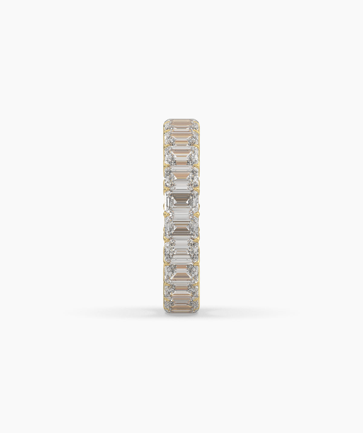 Joline emerald-cut lab-grown diamond eternity ring in 585 yellow gold, side profile view 