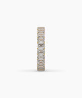 Joline emerald-cut lab-grown diamond eternity ring in 750 yellow gold, side profile view 