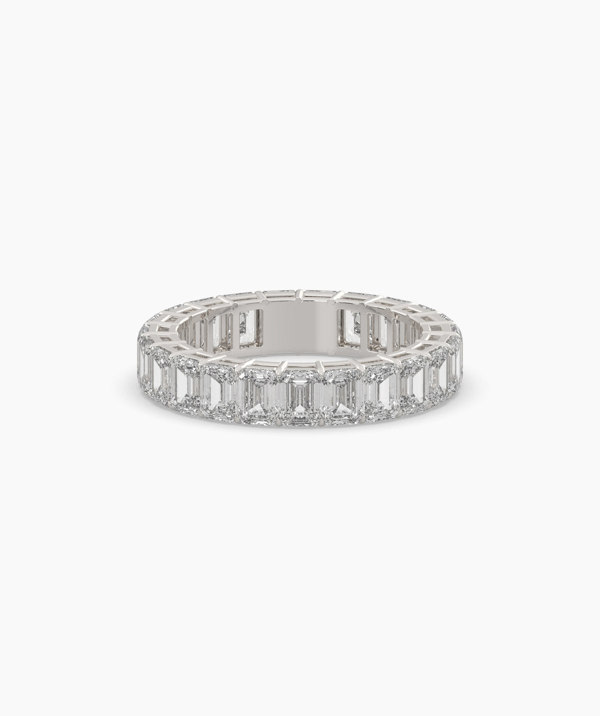 Joline emerald-cut lab-grown diamond eternity ring in 585 white gold, front view 