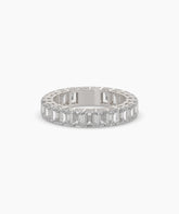 Joline emerald-cut lab-grown diamond eternity ring in 750 white gold, front view 