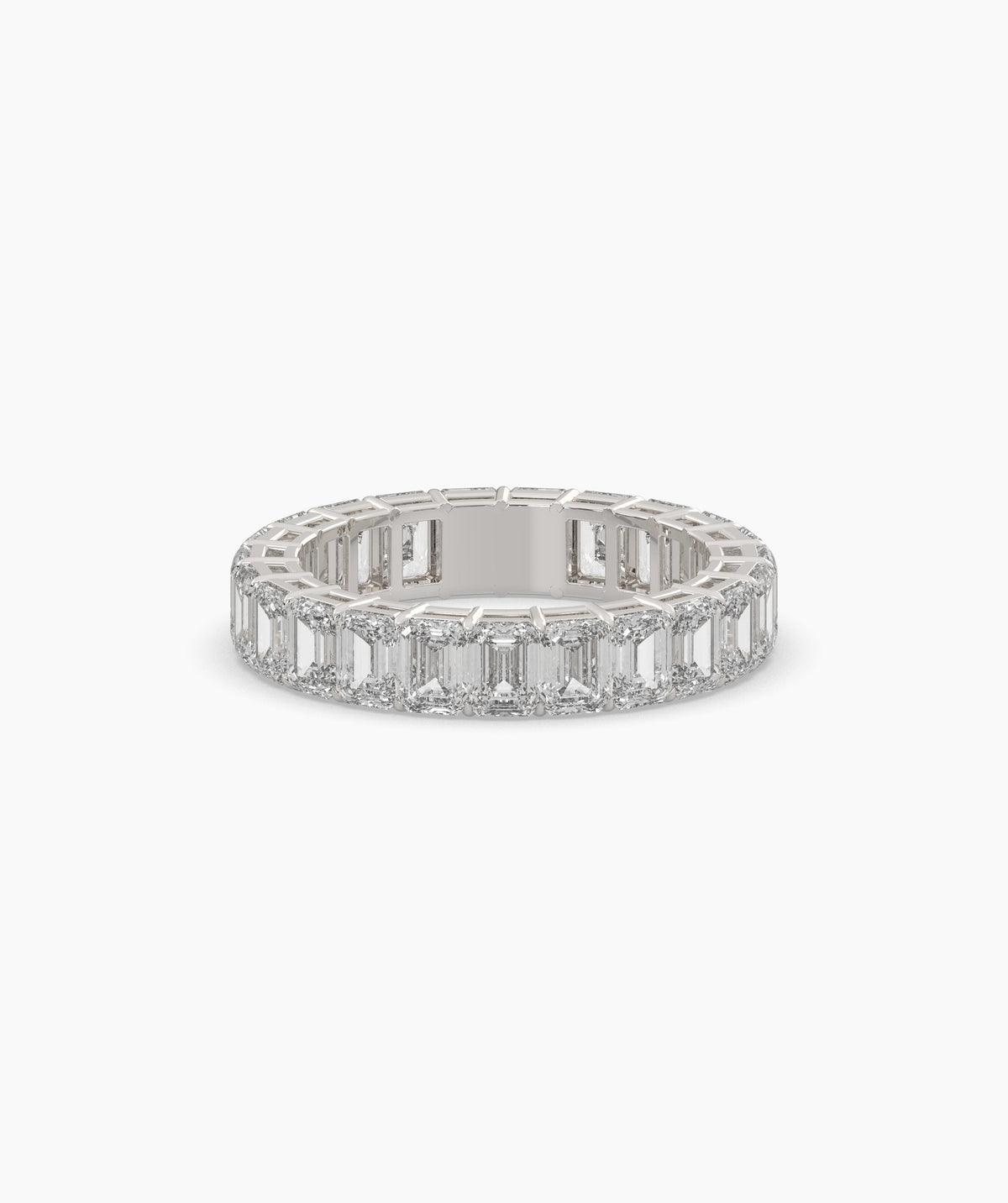 Joline emerald-cut lab-grown diamond eternity ring in 750 white gold, front view 
