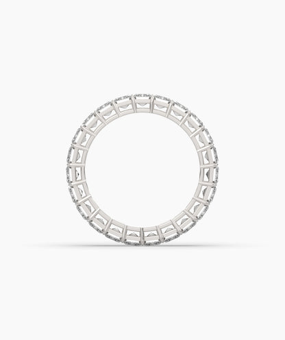 Joline emerald-cut lab-grown diamond eternity ring in 950 platinum, top view 