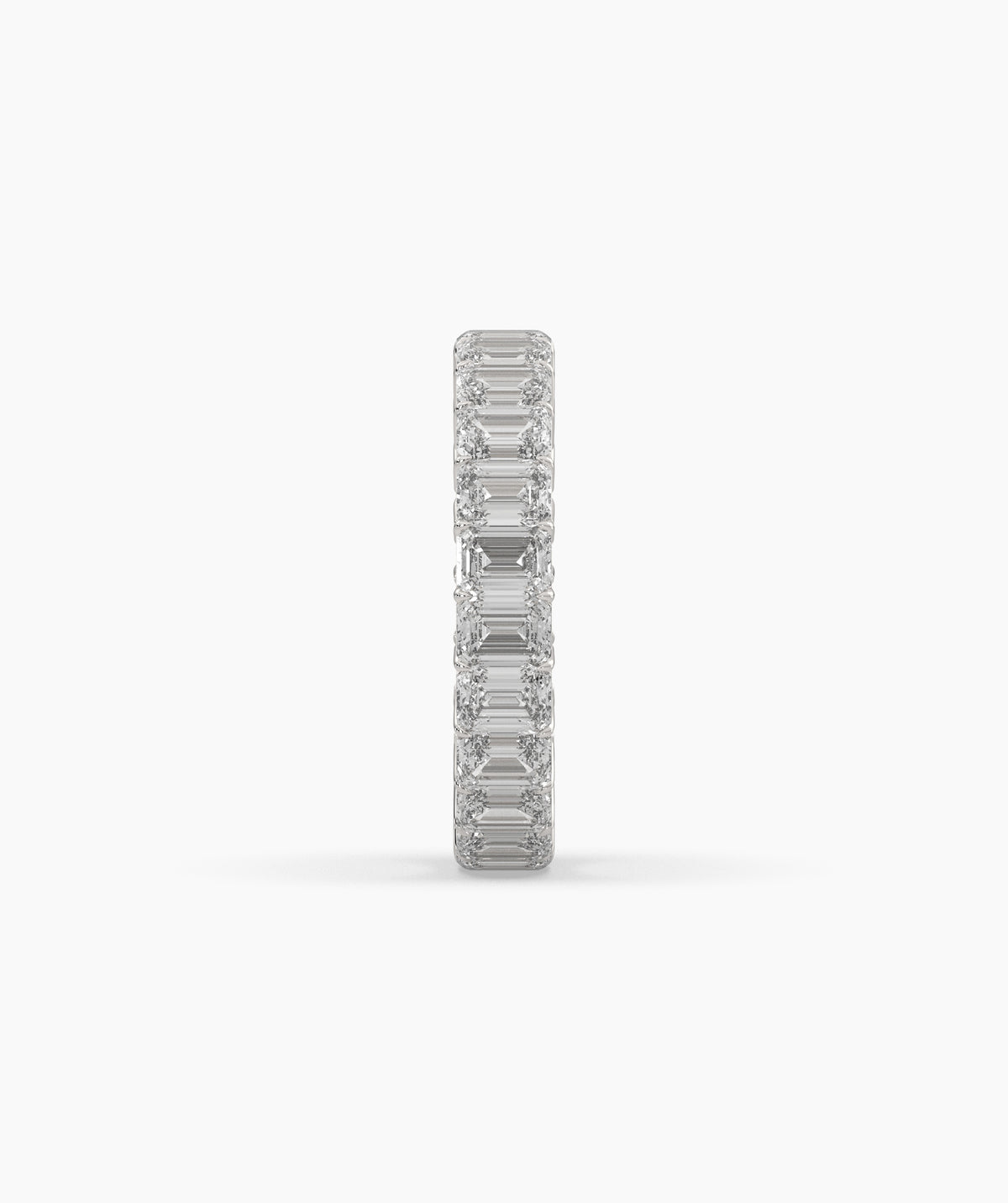 Joline emerald-cut lab-grown diamond eternity ring in 585 white gold, side profile view 