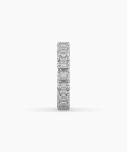 Joline emerald-cut lab-grown diamond eternity ring in 585 white gold, side profile view 