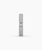 Joline emerald-cut lab-grown diamond eternity ring in 750 white gold, side profile view 