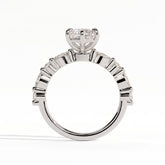 Elongated Hexagon lab-grown diamond halo engagement ring in 14K (585) white gold, side profile 