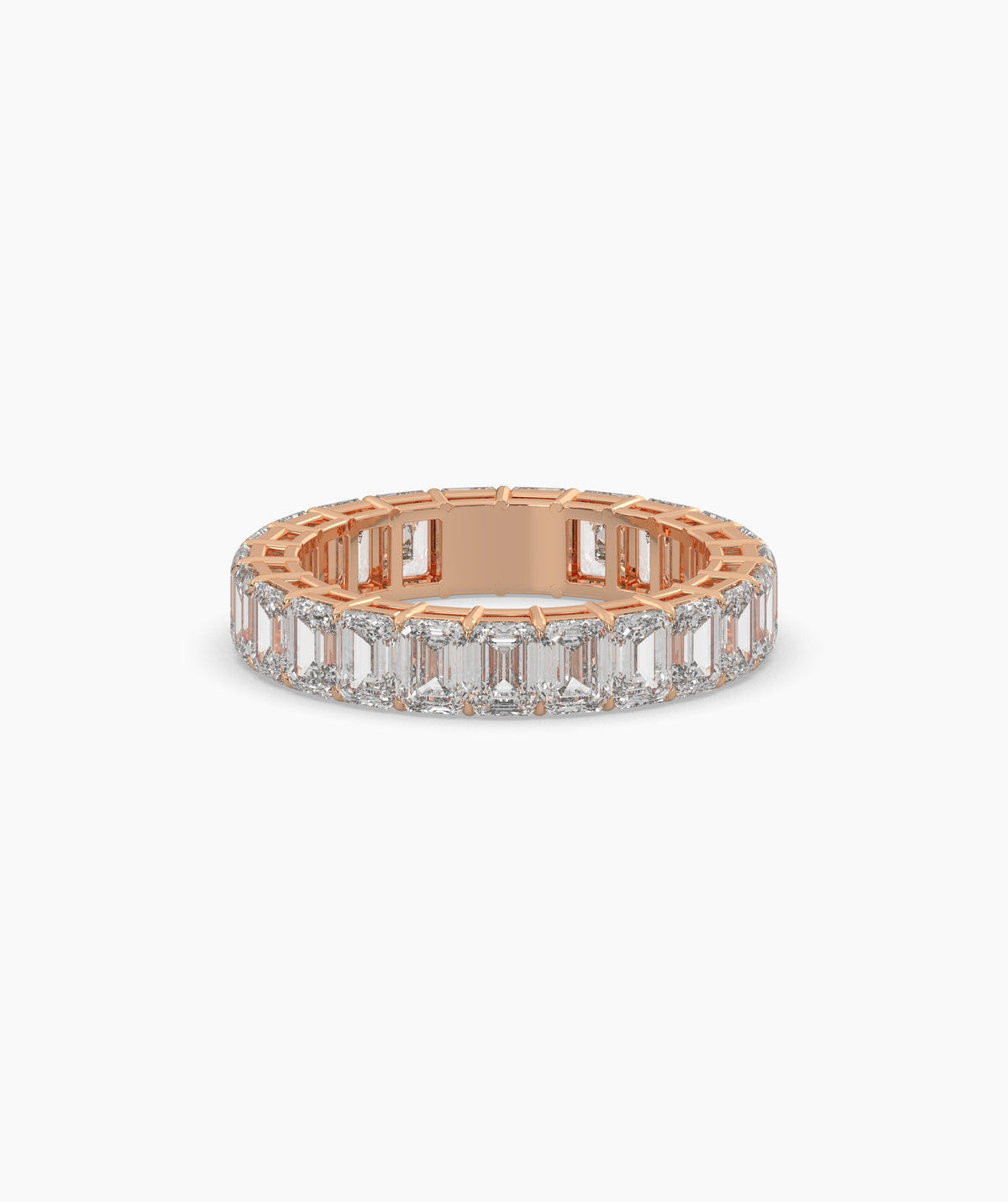 Joline emerald-cut lab-grown diamond eternity ring in 585 rose gold, front view 