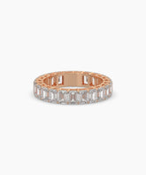 Joline emerald-cut lab-grown diamond eternity ring in 750 rose gold, front view 