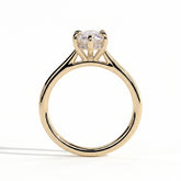 Marquise lab-grown diamond halo engagement ring in 14K (585) yellow gold, side profile 