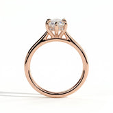 Marquise lab-grown diamond halo engagement ring in 14K (585) rose gold, side profile 