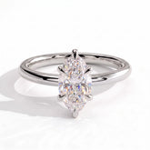 Marquise lab-grown diamond halo engagement ring in 14K (585) white gold, front view 