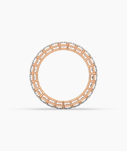 Joline emerald-cut lab-grown diamond eternity ring in 585 rose gold, top view 