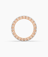 Joline emerald-cut lab-grown diamond eternity ring in 750 rose gold, top view 