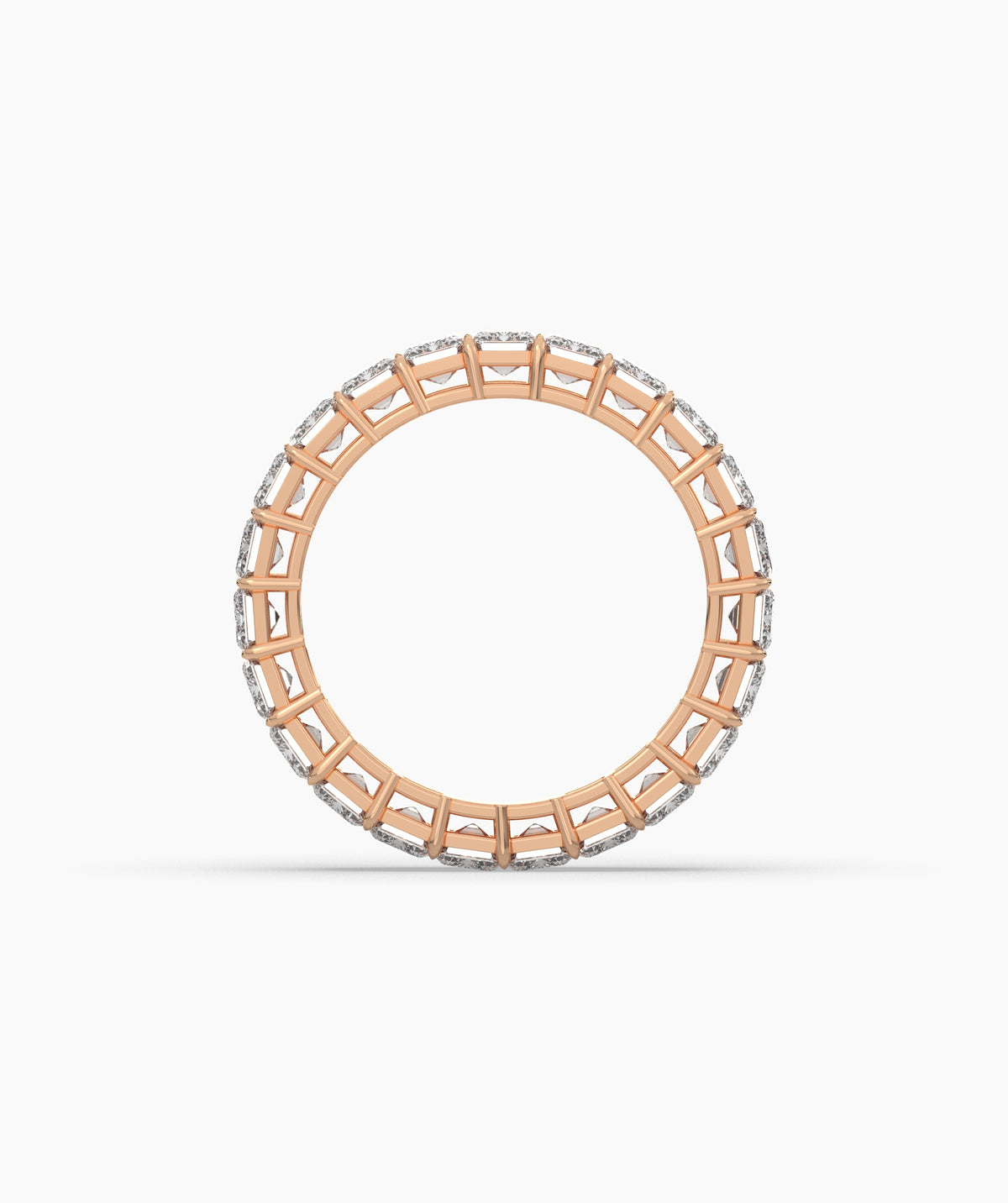 Joline emerald-cut lab-grown diamond eternity ring in 750 rose gold, top view 