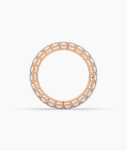Joline emerald-cut lab-grown diamond eternity ring in 750 rose gold, top view 