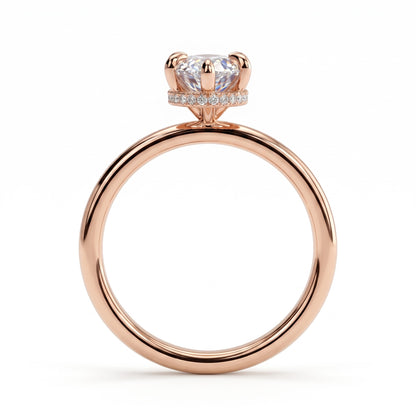 Marquise lab-grown diamond solitaire engagement ring in 14K (585) rose gold, side profile 
