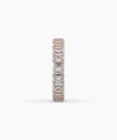 Joline emerald-cut lab-grown diamond eternity ring in 585 rose gold, side profile view 