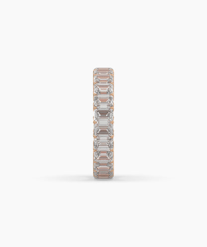 Joline emerald-cut lab-grown diamond eternity ring in 585 rose gold, side profile view 