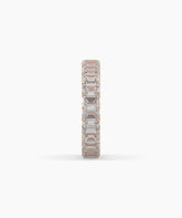 Joline emerald-cut lab-grown diamond eternity ring in 750 rose gold, side profile view 