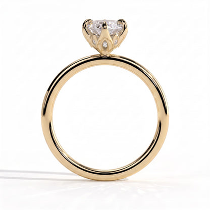 Marquise lab-grown diamond solitaire engagement ring in 14K (585) yellow gold, side profile 