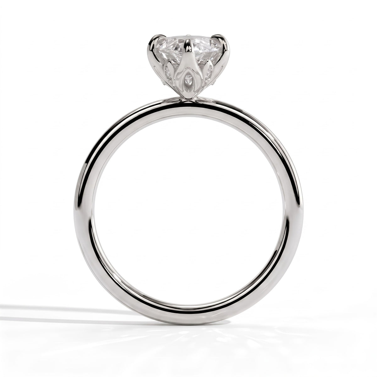 Marquise lab-grown diamond solitaire engagement ring in 14K (585) white gold, side profile 