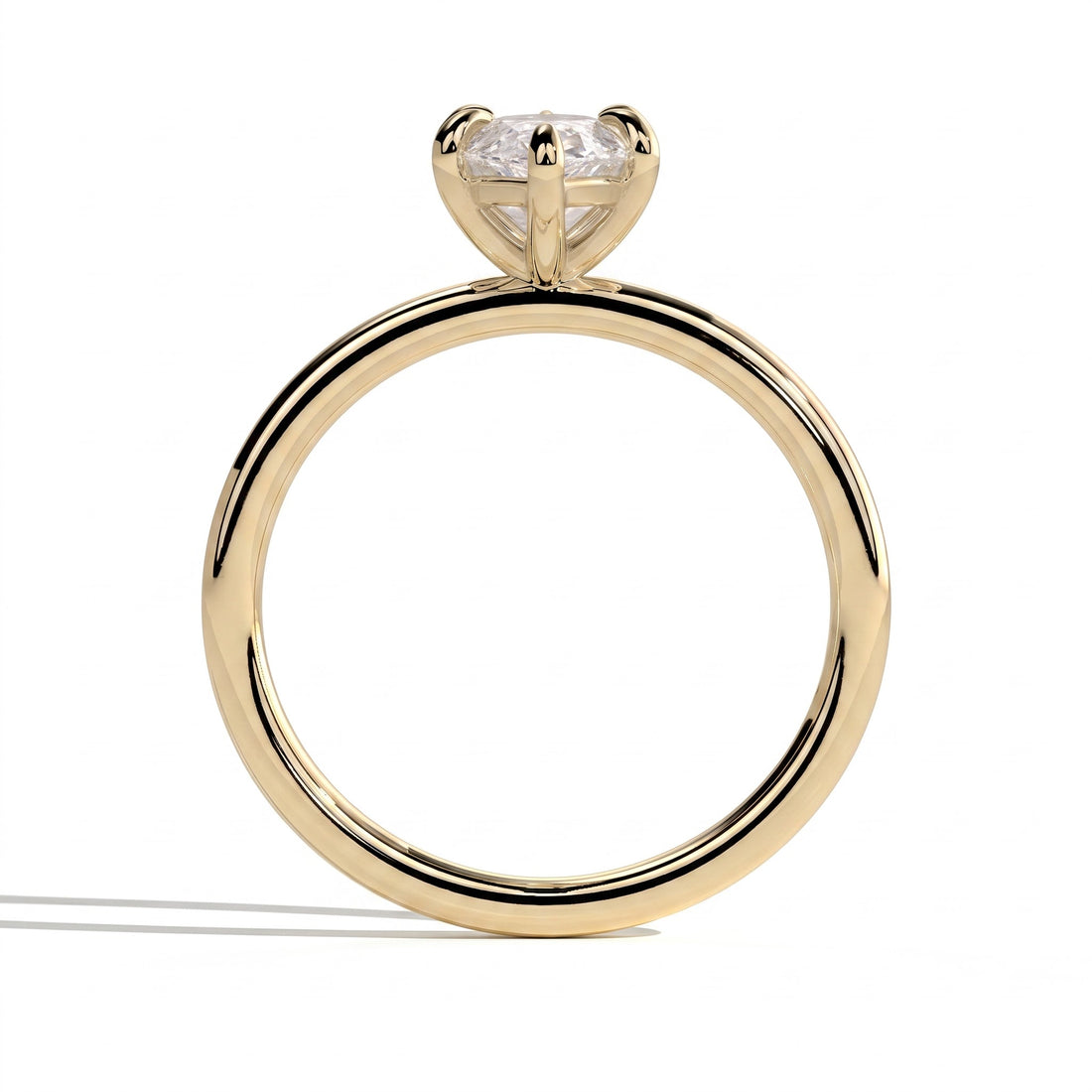Marquise lab-grown diamond solitaire engagement ring in 14K (585) yellow gold, side profile 