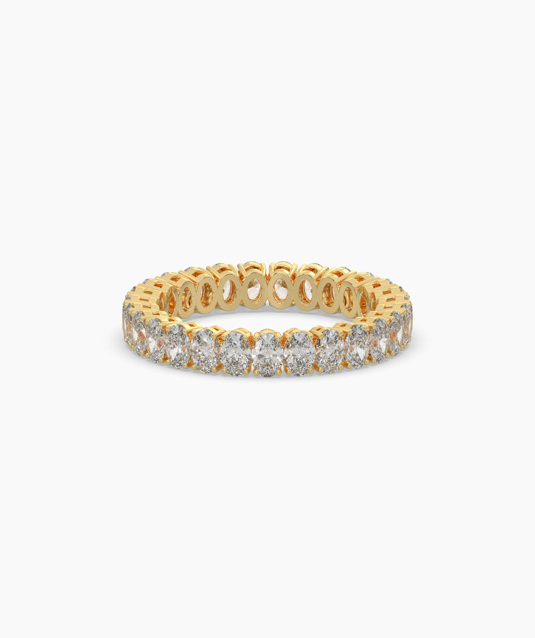 Anina oval lab-grown diamond eternity ring in 585 yellow gold, front view 