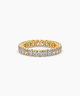 Anina oval lab-grown diamond eternity ring in 750 yellow gold, front view 