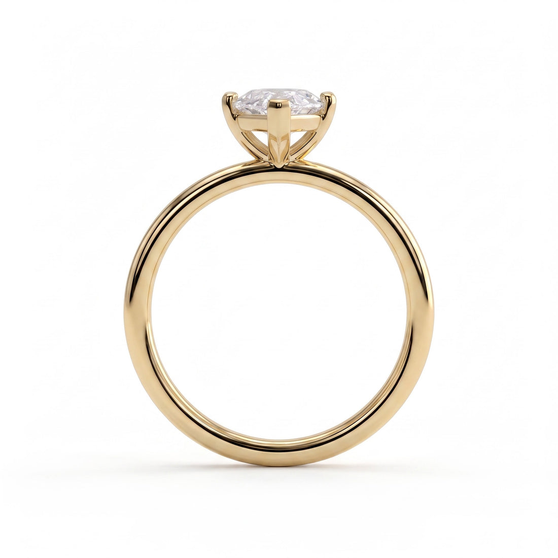 Marquise lab-grown diamond solitaire engagement ring in 14K (585) yellow gold, side profile 