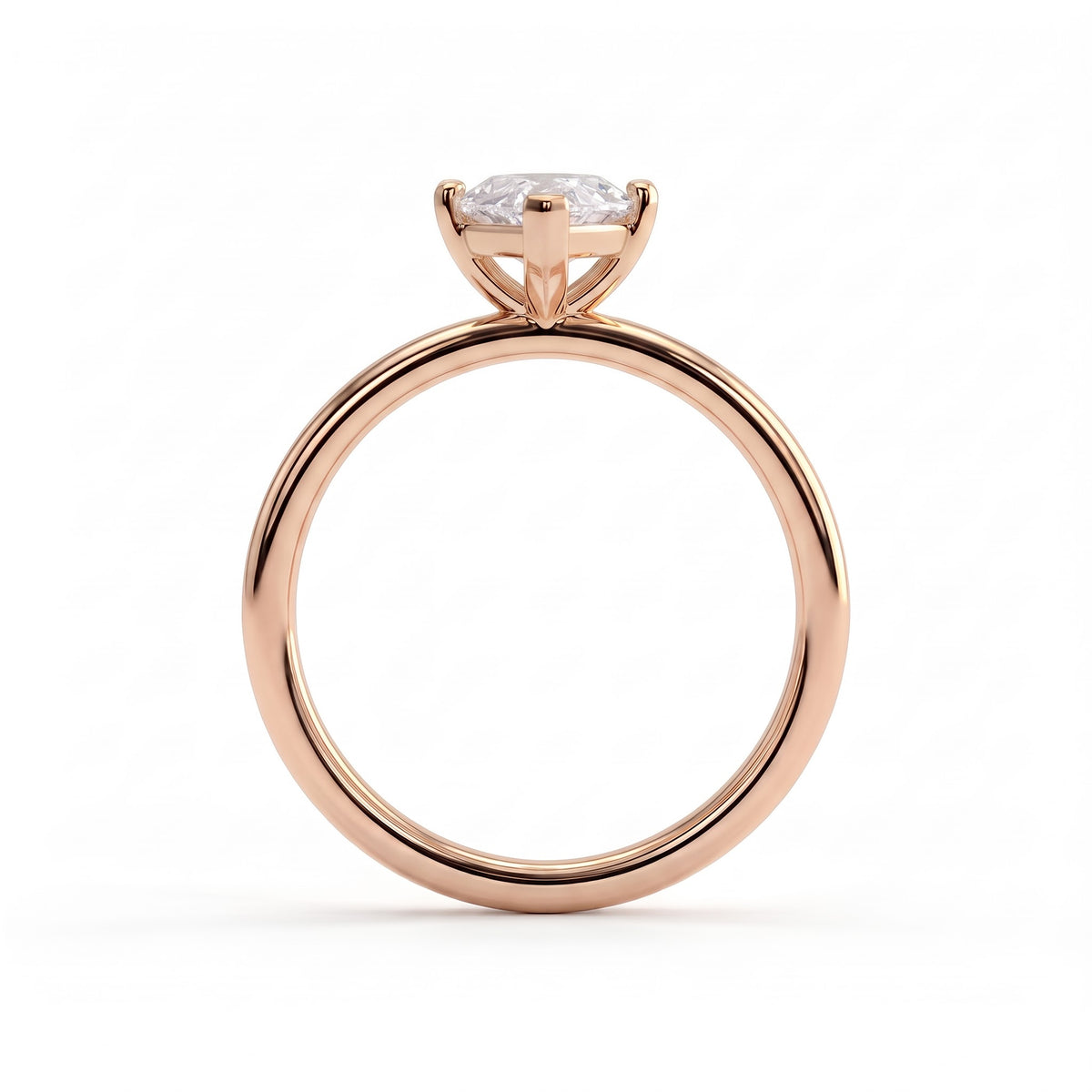 Marquise lab-grown diamond solitaire engagement ring in 14K (585) rose gold, side profile 