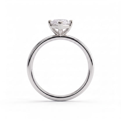 Marquise lab-grown diamond solitaire engagement ring in 14K (585) white gold, side profile 