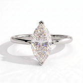 Marquise lab-grown diamond solitaire engagement ring in 14K (585) white gold, front view 
