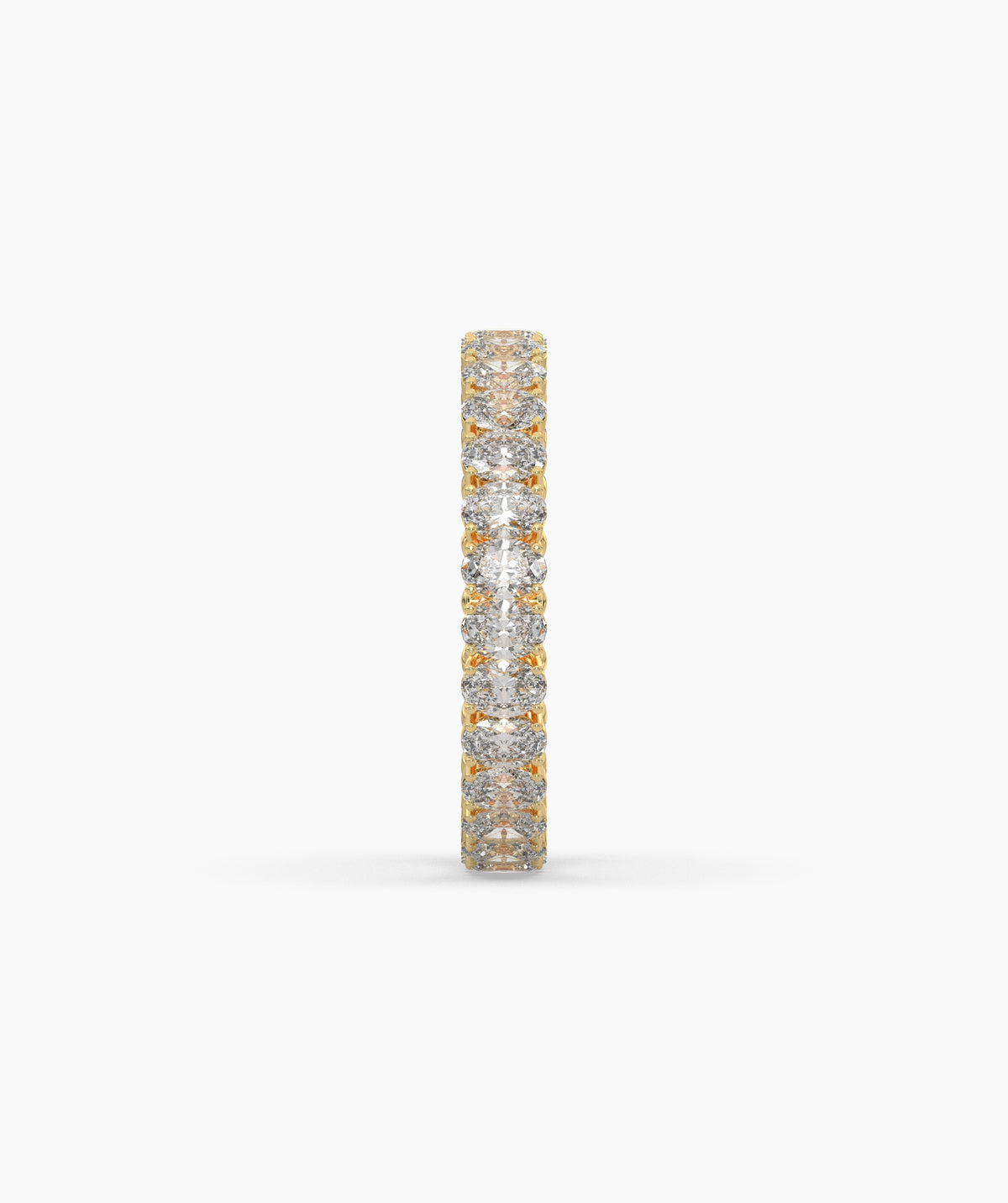 Anina oval lab-grown diamond eternity ring in 585 yellow gold, side profile view 
