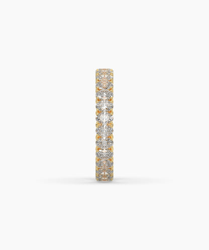Anina oval lab-grown diamond eternity ring in 585 yellow gold, side profile view 