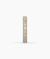 Anina oval lab-grown diamond eternity ring in 750 yellow gold, side profile view 