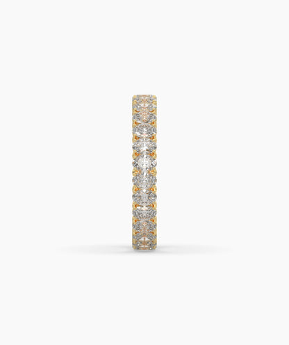 Anina oval lab-grown diamond eternity ring in 750 yellow gold, side profile view 
