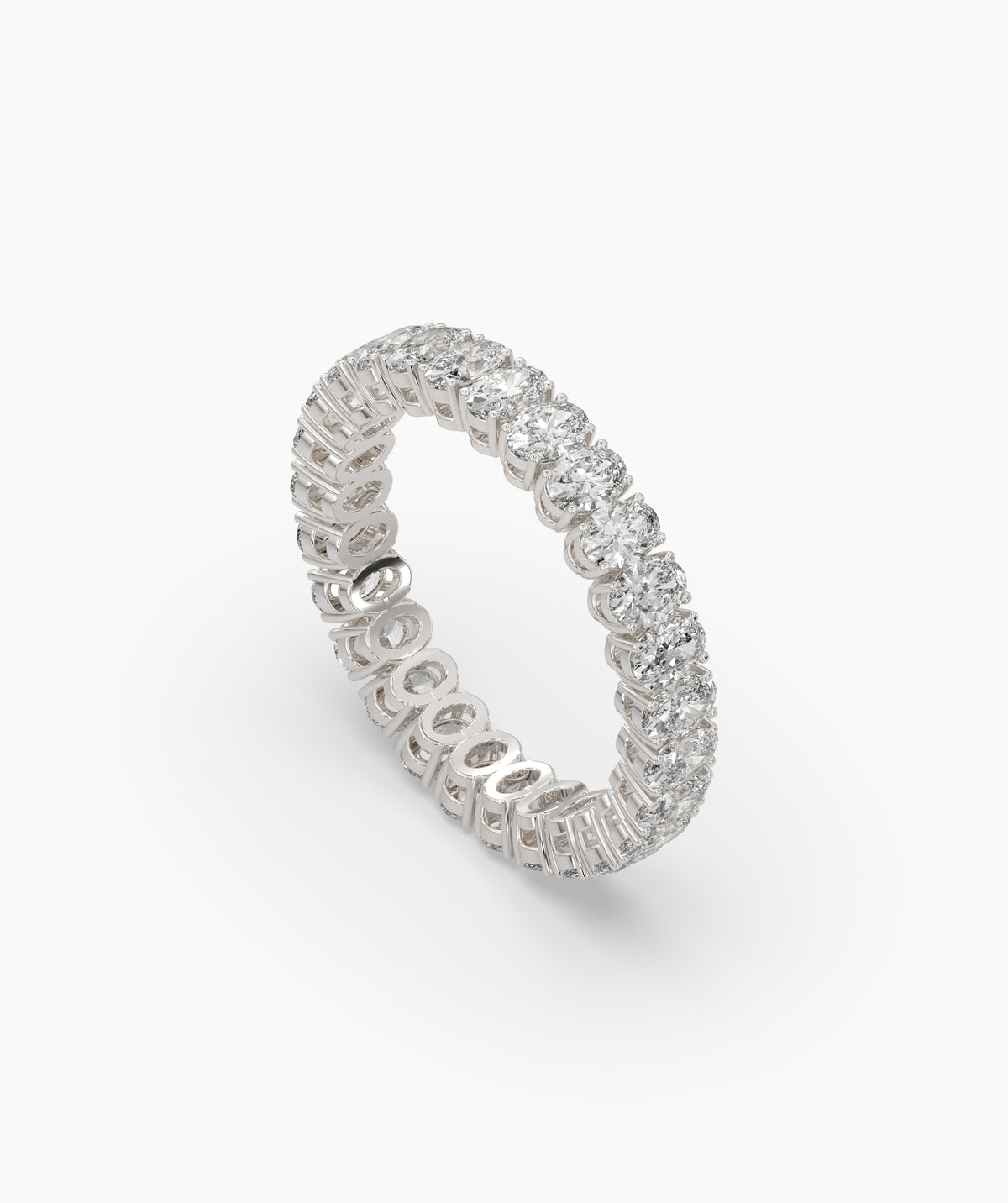 Anina oval lab-grown diamond eternity ring in 585 white gold, angled view 