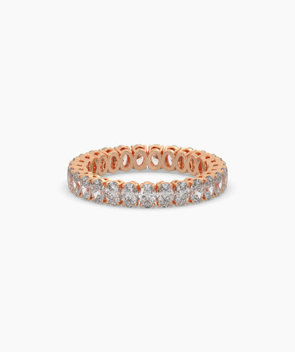 Anina oval lab-grown diamond eternity ring in 750 rose gold, front view 