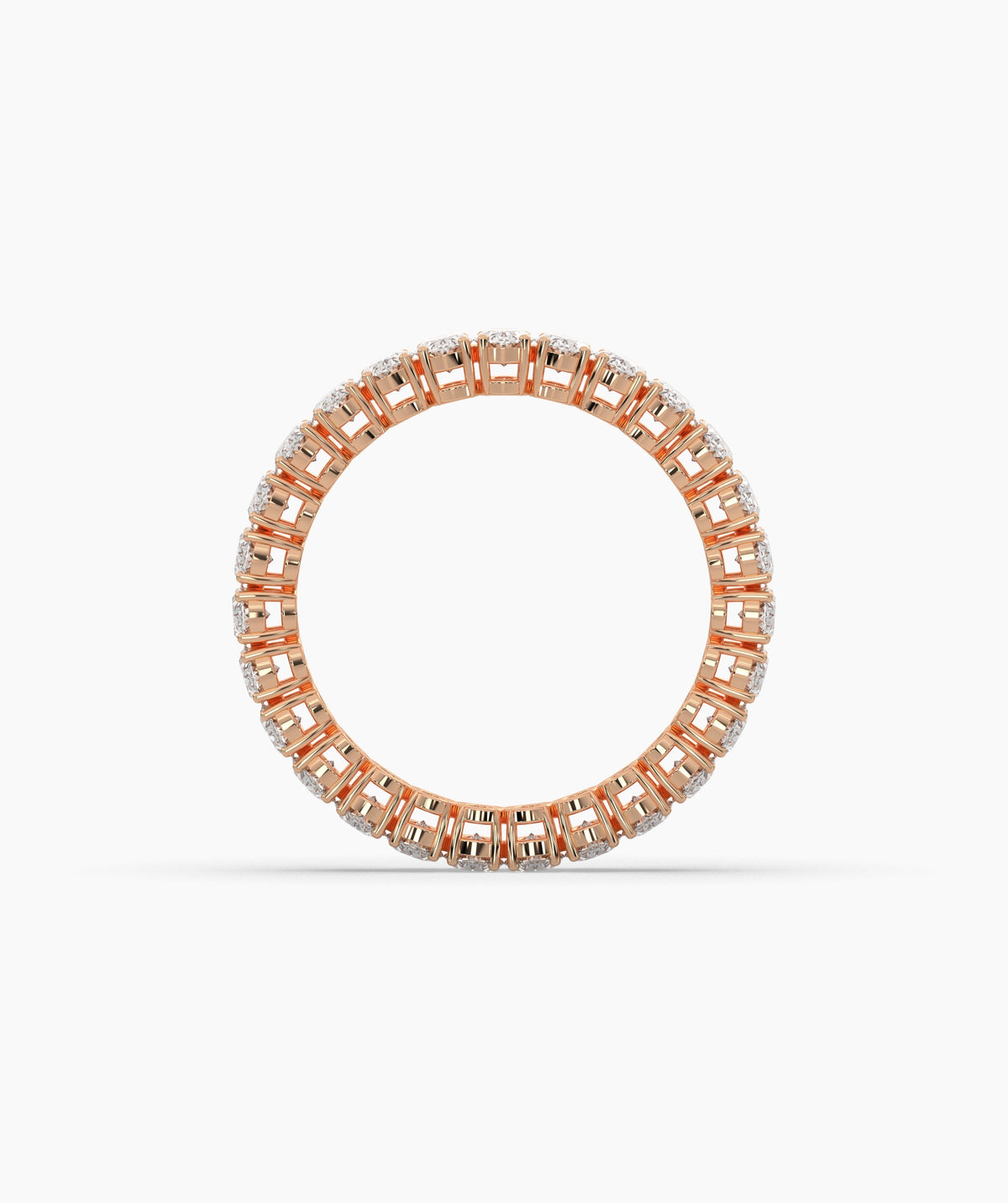 Anina oval lab-grown diamond eternity ring in 750 rose gold, top view 