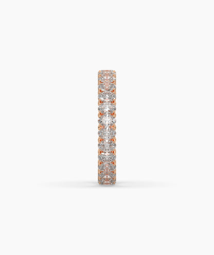 Anina oval lab-grown diamond eternity ring in 585 rose gold, side profile view 