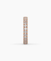 Anina oval lab-grown diamond eternity ring in 750 rose gold, side profile view 