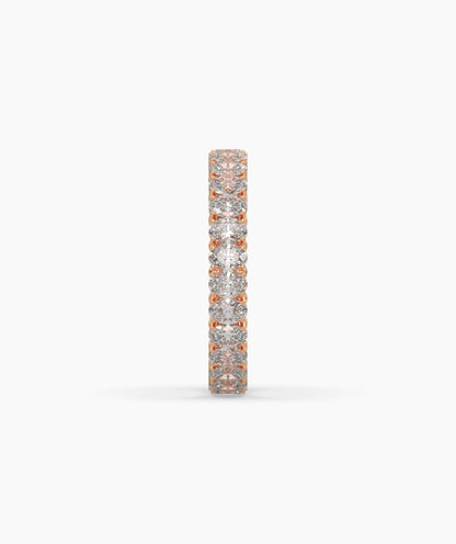 Anina oval lab-grown diamond eternity ring in 750 rose gold, side profile view 