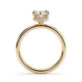 Marquise lab-grown diamond solitaire engagement ring in 18K (750) yellow gold, side profile 